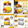 Storage Baskets Storage Baskets Household 2 Tier Fruit Plate Countertop Metal Basket Holder Tray Stand Can Be Folded Drop Delivery H Dha57