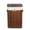 Laundry Bags Bamboo Hamper Basket Wicker Clothes Storage Bag Sorter Bin Organizer Lid Washing Cloth Rangier