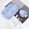 Ensembles de vaisselle 5 pièces/ensemble boîte à déjeuner en paille de blé boîtes à Bento non toxiques de Style nordique stockage d'assiettes sous-grille pour enfants