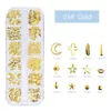 Украшения для ногтей 1box Rose Gold Metal Slices Ultrathin Metallic Flakes 3D -шпильки заклепки для инструмента DIY Hollow Manicure