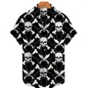 M￤ns casual skjortor herr Hawaiian Loose Tops 3D Skull Women's Breattable Summer Short Sleeve