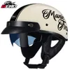 Capacetes de ciclismo Black Retro Motorcycle Helmet Open Face Helmet Dot aprovado Retro Moto Casco Capacte com lente de sol vintage Half Helmet T221107