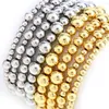 Strand 10st 4/6/8mm guldfärgpärlor armband för kvinnor trendiga uttalande runt pärlor handgjorda elastiska staplade armband dagliga smycken