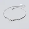 100 925 Sterling Silver Anklets Barefoot Sandals Double Layer Hearts Beads Ankle Bracelets For Women Foot Jewelry C19041101252r8696484