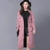 Trenchs pour femmes grande taille 6XL manteau en daim pour femmes printemps Double boutonnage femme longue décontracté pardessus coupe-vent vêtements d'extérieur élégants