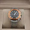 Fashion heren horloges volledig automatisch mechanisch multifunctioneel lichtgevende roestvrijstalen herenhorloge met oranje tape