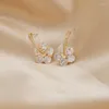 Hoop Earrings 2121 Korean Zircon Crystal Flower Fashion Delicate Small For Women Wedding Jewelry Gifts