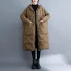 Trench da donna Piumino leggero in cotone imbottito Donna 2022 Abiti invernali Taglia extra large Cappotto lungo allentato Capispalla di tendenza con cappuccio