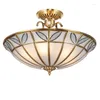 Plafonniers Européen Cuivre Semi-Plafond Style Allée Chambre Étude Balcon Lampe D40cm D48cm D56cm Bronze Home Déco Éclairage