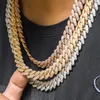 Chains 12mm Prong Cuban Link Choker Full Iced Out Chain Dad Jewelry