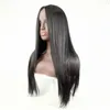 Włosy koronkowe peruki żeńskie czarne średnie podzielone długie proste włosy Wysoka temperatura jedwabny mechanizm głowy