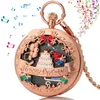 Orologi da taschino orologio musicale al quarzo scheletro meccanico per regalo di laurea