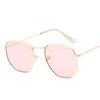 Sunglasses 2022 Hexagon Women Brand Designer Small Square Sunglases Men Metal Frame Driving Glasses Zonnebril Mannen 6024