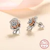 스터드 이어링 Geoki 925 Sterling Silver 총 1 CT 통과 다이아몬드 테스트 완벽한 컷 D 컬러 Moissanite Rose Gold Luxury Party Jewelry