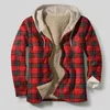 Men's Jackets Men Autumn And Winter Plaid Pocket Hooded Padded Loose Shirt Top Jacket Coats