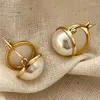 Hoopörhängen Shanice S925 Sterling Silver Simple Pearl Ear Clasp for Women Fine Elegance Jewelry Gifts