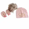 Caps Hats BeanieSkull Caps born baby pography props cotton beanie with detachable pompom hat bonnet gloves foot covers princess prince 221107