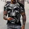 T-shirt da uomo Moda Estate Horror Skull Shirt Stampa 3D T-shirt da uomo O-Collo Manica corta Top Casual Traspirante Uomo oversize