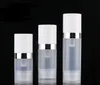 Bouteilles vides sans air de 5 ml 10 ml bouteille de lotion de pompe à vide sans air claire avec emballage cosmétique Silver Line SN140