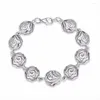 Braccialetti di collegamento Bracciale in argento sterling 925 Gioielli con rosetta da donna Modello squisito Fibbia per aragosta non sensibile Accessori fai da te