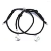 Strand Fashion 2pcs/set Black Rope Distance Magnet Couple Bracelet Mom Dad Love Heart Charm Family Jewelry Mother's Day Gifts