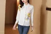 Women's Blouses High-end Especially Beautiful All Season White Mulberry Silk Simple Print Women Sweet Elegant Slim OL Workwear Top Shirt