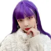 Hair Lace Wigs Purple Wig Women's Medium and Long Cartoon Bangs Net Red Same Clavicle ita False Hair