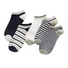 Mens Socks Men Solid Striped Cotton No Show Ankle Boys Male White Grey Navy Stripes Boat Short Slippers 5 Pairs/lot