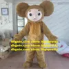 Mascote fantasia macaco macho penteado olhos grandes rosto feliz orares grandes ouvidos adultos desenhos animados de caráter de traje de traje de piso show de férias zz7838