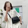 Evening Bags Textured Retro Ladies Bag Trendy Fashion Pure Color Simple Embroidered Thread One-Shoulder Diagonal