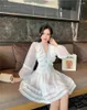 Casual Dresses Yilin Kay High Quality 2022 Fashion Party Woman flounces l￥nga ￤rmar Sexig v-ringning semesterkl￤nning