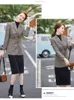 Women's Suits High-quality England Style Plaid Blazer Long Women's Coats With Belt For Women Fashion Outwear Jacket