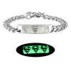 Link Bracelets 9 Style Luminous Skull/Dragon Titanium Steel Bracelet Classic Punk Jewelry Men Women Creative Fluorescent Gifts