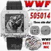 WWF WWF505014 A9611MC Automatische Mens Watch Staal Diamantkas Beer ontwerp Drie in één flip wijzerplaat Romeinse markers Lederen band 2022 Super Edition Eternity Watches