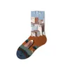 Chaussettes de bonne humeur créatives drôles femme équipage chaussettes coton femme streetwear skateboard gothic art style bâtiment fleurs chaussettes t221102