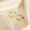 Hoop Earrings Waterproof Stainless Steel Stylish Small Twisted For Women Girls Gold Plated Mini Wave Stud Jewelry Gift