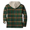 Men's Jackets Men Autumn And Winter Plaid Pocket Hooded Padded Loose Shirt Top Jacket Coats