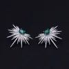 Stud janekelly Punk Style Spike Shape Earring Pave Cubic Zirconia brinco Green stone Sparkly Star Galaxy Earrings Clear 2211075088258