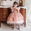 Flicka klänningar bollklänning rosa paljett baby klänning 1: a första födelsedagsfest bröllop 2022 för prinsessan kväll barnkläder