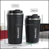 Commuter Travel Mugs Stainless Steel Coffee Cup Double Layer Thermos Mug Leak Proof 380Ml 510Ml Travel Drop Delivery Home Garden H Dhba1