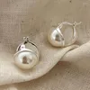 Hoopörhängen Shanice S925 Sterling Silver Simple Pearl Ear Clasp for Women Fine Elegance Jewelry Gifts