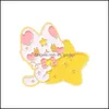 Pins Broches Mignon Dessin Animé Rose Étoile Lapin Broches Broche Pour Femmes Mode Robe Manteau Chemise Demin Métal Drôle Broche Broches Badges Ba Dhy9C