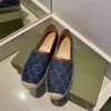 Designer skor kvinnor jacquard espadrille platt casual sko läder espadrilles loafers canvas mode lady flickor sommar vit kalvskinn casual skor