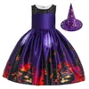 Meisjes jurken Halloween kostuum voor kinderen meisjesfeest kinderen pompoen kanten heksen gedrukte cosplay prinses 221107