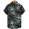 M￤ns casual skjortor herr Hawaiian Loose Tops 3D Skull Women's Breattable Summer Short Sleeve