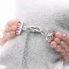 Bracelets porte-bonheur Bracelet de mode pierre de soleil naturelle 6mm rond rose fraise femmes perles de cristal bracelet beaux cadeaux 7.5 "A580