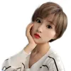 Hair Lace Wigs Wig Handsome Fashion Men's and Women's Short Oblique Bangs Texture Effect Fiber Head Set Straight Hair