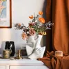 Vasen Flowe Pot Kreative Heimdekoration Seitengesichtsfigur Vase Dekorative Kunsthandwerksanzeige Unglasiertes Weiß Nordeuropäischer Stil 221108