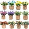 Flores decorativas em vasos de plantas de vegetação artificial Bolsa de estopa caseira de decoração de jardinagem vasos de flores artesanato deco