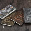 The Retro Magic Dragon Series Vintage Style Hardcover Craved PU Leather Journal Book A5 Notebook Lined Paper 400P Boys Gift